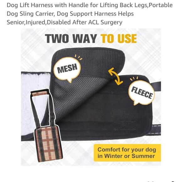 Beautyzoo Large Tan Plaid Dog Sling Harness 50-100 lbs NWT Easy Pet Carry - Picture 4 of 6